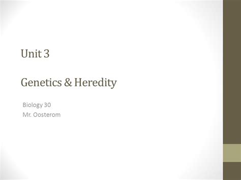 Biology Unit 3 Genetics Answer Key