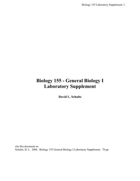 Read Online Biology 155 General Biology I Laboratory Supplement 