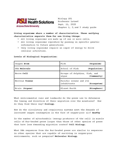 Full Download Biology 181 Study Guide 