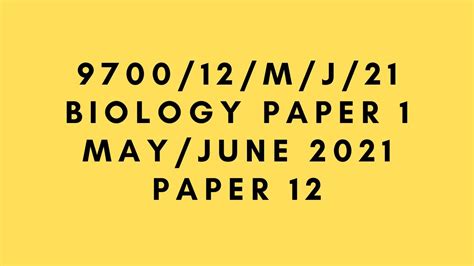 Full Download Biology 9700 May June Paper 21 