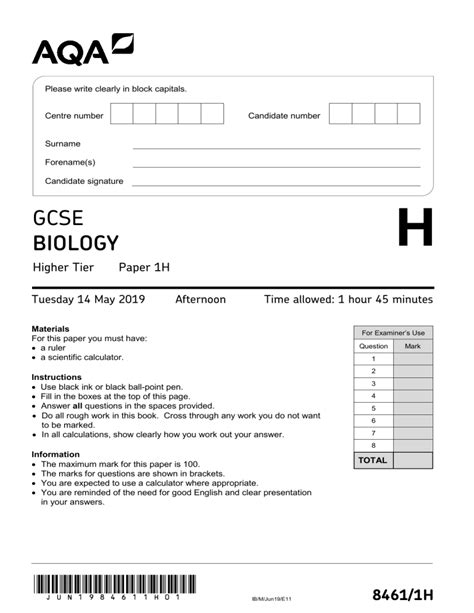 Download Biology Higher Past Papers Aqa 