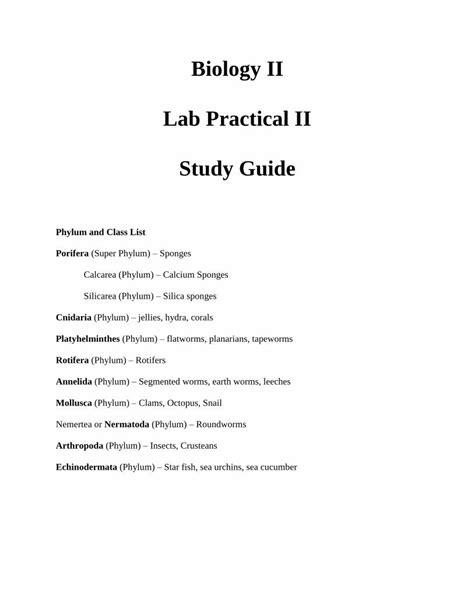 Full Download Biology Ii Lab Practical Ii Study Guide 