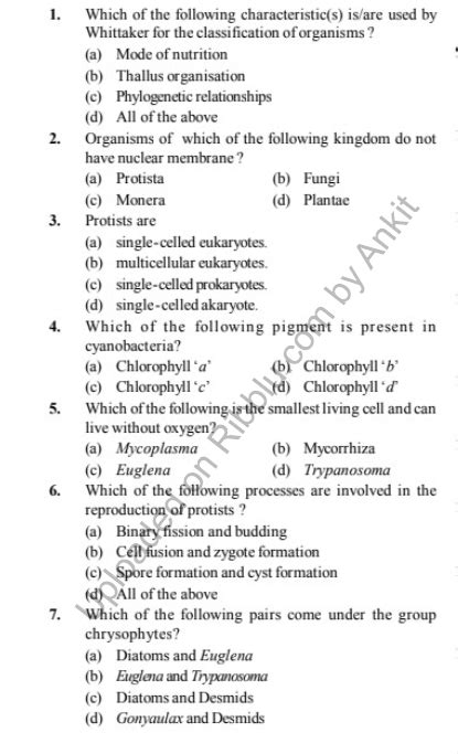 Download Biology Mcqs For Class 11 Chapter Wise 