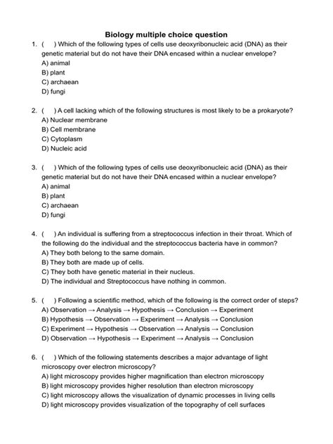 Download Biology Multiple Choice Questions And Answers Cxc 