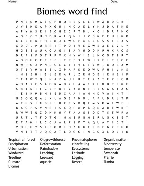 Biome Word Search Puzzle With Answer Key English Biomes Of The World Answer Key - Biomes Of The World Answer Key