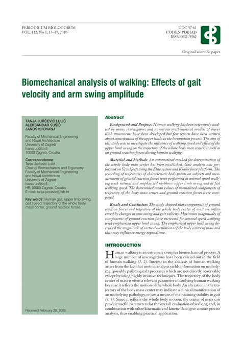 Biomechanical Analysis Of Walking Effects Of Gait