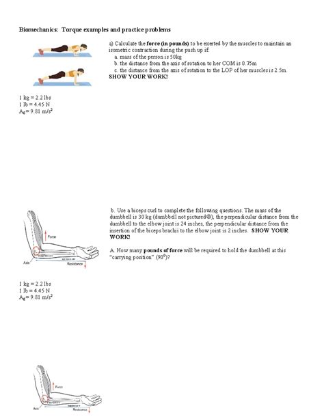 biomechanics torque practice problems