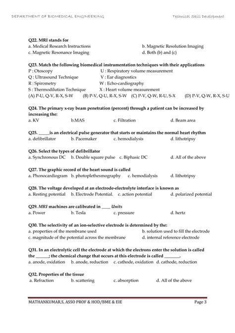 Biomedical Engineering Multiple Choice Questions And Answers