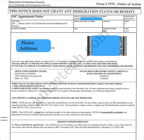 Biometric Appointment Letter