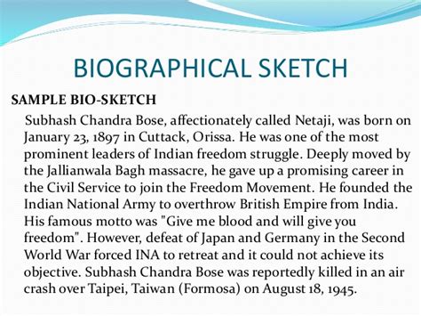 Biosketch For Class 8