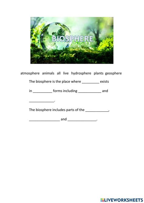 Biosphere Interactive Worksheet Live Worksheets Biosphere Worksheet Answers - Biosphere Worksheet Answers