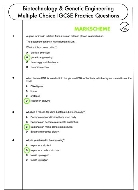 Biotechnology Multiple Choice