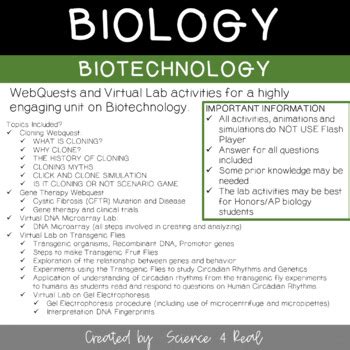 Biotechnology Virtual Activity Labs