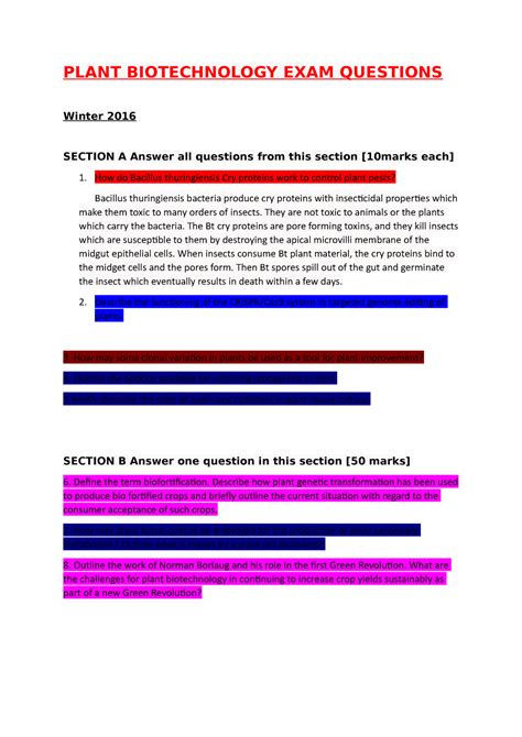 Read Biotechnology Exam Questions And Answers 