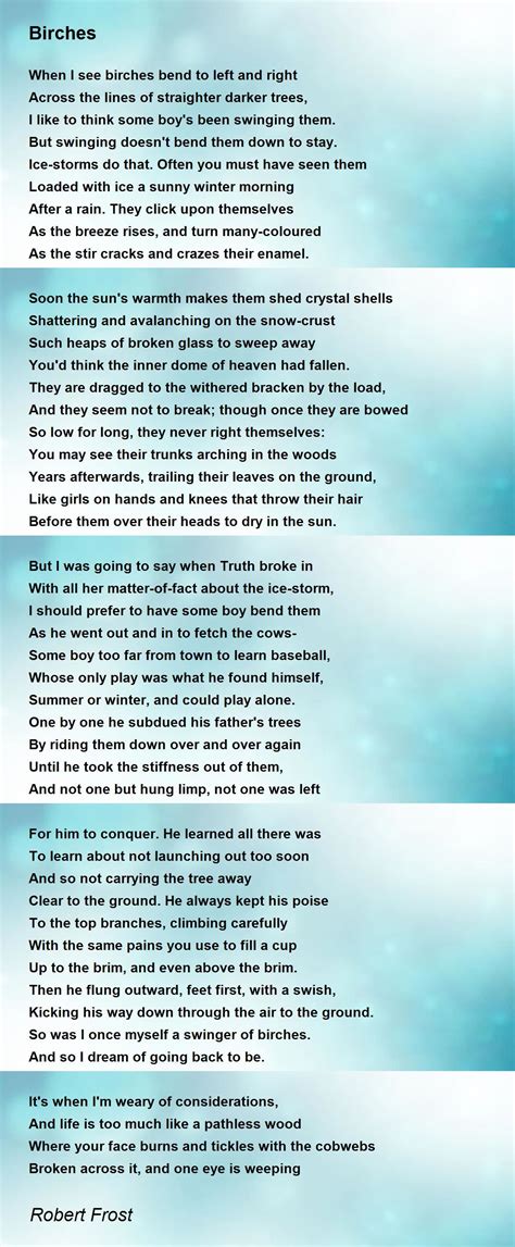 Birches Poem Summary