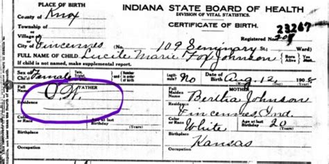 birth certificates Indiana State Library