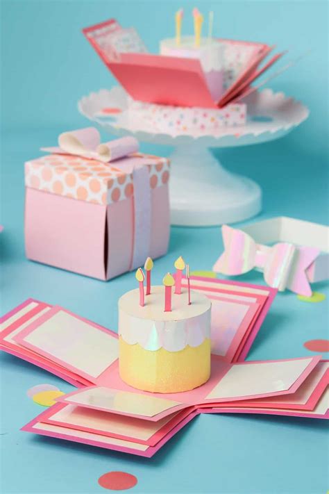 Birthday Explosion Box Tutorial And Svg Template Birthday Cake Cut Out Template - Birthday Cake Cut Out Template
