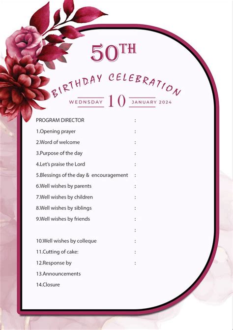 birthday party programme outline