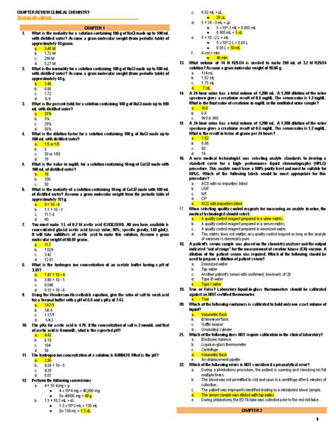 Bishop Clinical Chemistry Answer