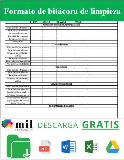 Bitacora De Limpieza