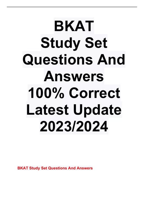Bkat Answer Key