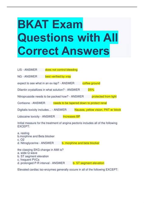 Full Download Bkat Exam Answers 