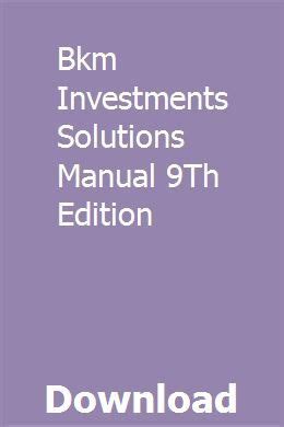 Read Bkm Investment Solutions 9Th Edition 