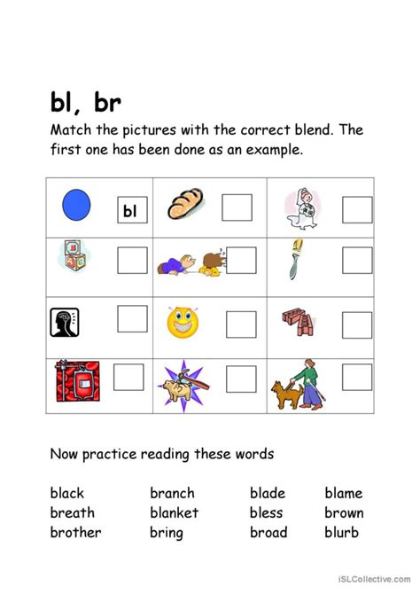 Bl And Br Blends Worksheets Amp Activities Free Dr Blend Words With Pictures - Dr Blend Words With Pictures