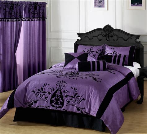 Black And Purple Bed Set
