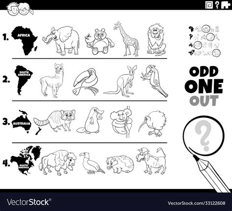 Black And White Animals Odd One Out Sheet Odd One Out Worksheet - Odd One Out Worksheet