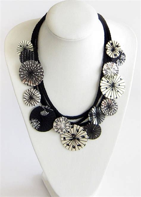 Black And White Flower Statement Necklace