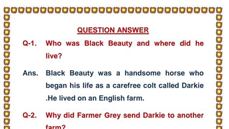 Black Beauty Questions And Answers Q Amp A Black Beauty Questions And Answers - Black Beauty Questions And Answers