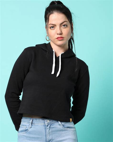 black cropped hooded sweatshirt floor price