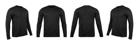 Black Long Sleeve T Shirt Mockup Illustration Front Kaos Depan Belakang - Kaos Depan Belakang
