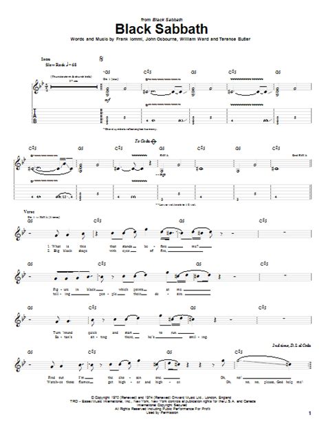 black sabbath guitar tab