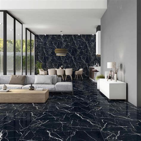 Black Tiles Design For Living Room