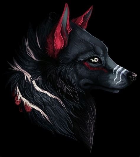 black wolf with gold eyes anime