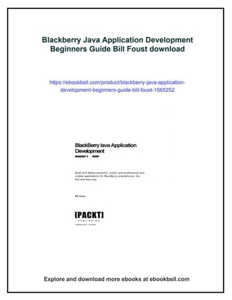 Read Online Blackberry Java Application Development Beginner39S Guide 