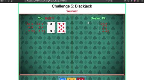 blackjack game using javascript