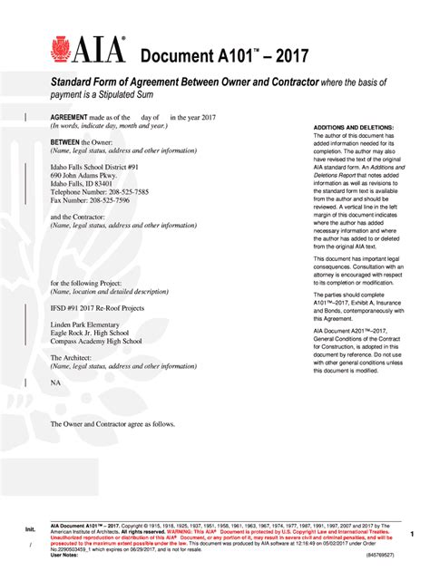 Blank Aia Document A101