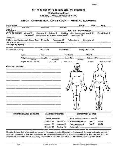Blank Autopsy Report