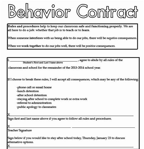 Blank Behavior Contract Printable 2nd 5th Grade Teachervision 5th Grade Behavior Plans - 5th Grade Behavior Plans