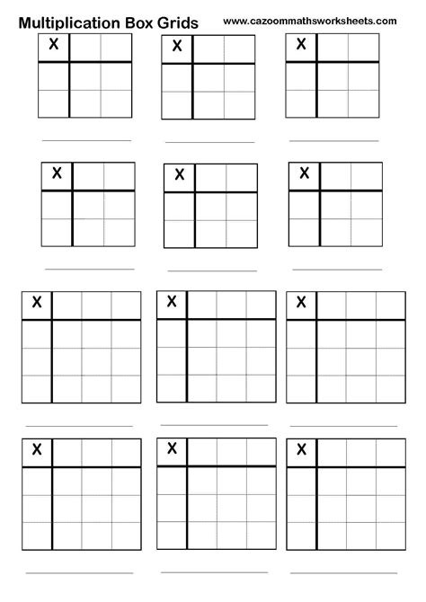 Blank Box Method Multiplication Templates Math Resource Twinkl Box Method Worksheet - Box Method Worksheet
