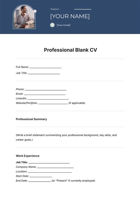 blank curriculum vitae template