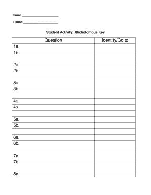 blank dichotomous key template