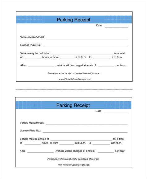 blank garage parking receipt template