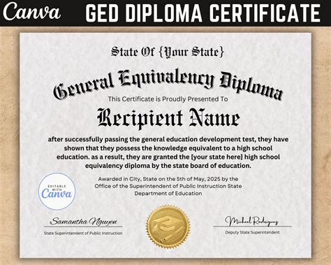 Blank Ged Certificate