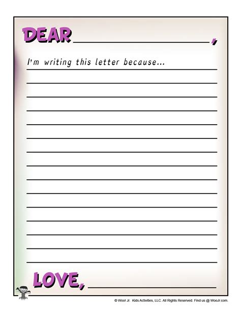 Blank Letter Writing Template For Kids Letter Template For Kids - Letter Template For Kids