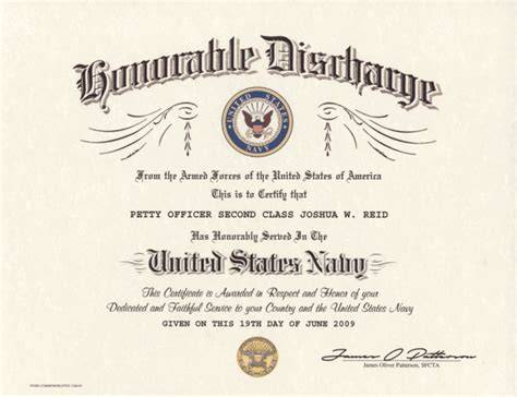 blank naval discharge certificate