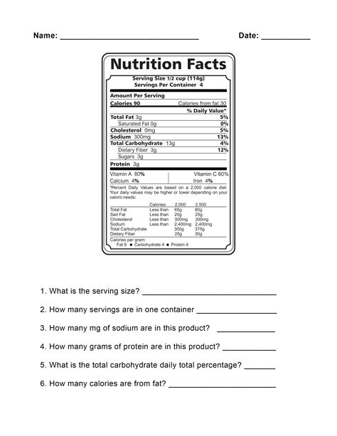 Blank Nutrition Label Worksheet Using Food Labeling Worksheet Answer Key - Using Food Labeling Worksheet Answer Key
